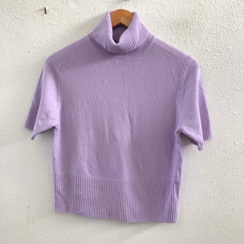 NWT PARADOX Cashmere Blend‎ Turtleneck Short Sleeve Sweater Size Large